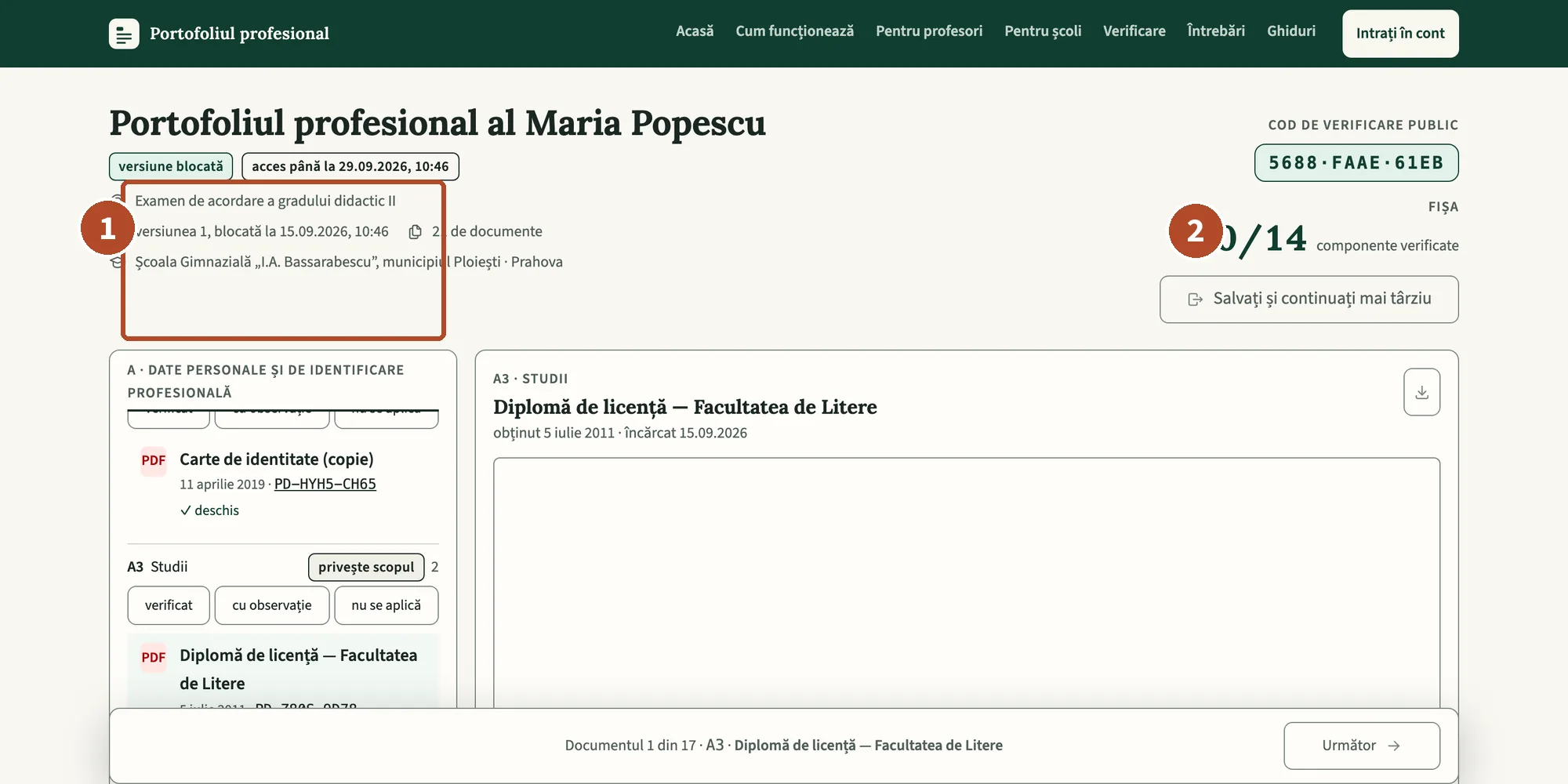 Stările unei componente, alese direct din opis.