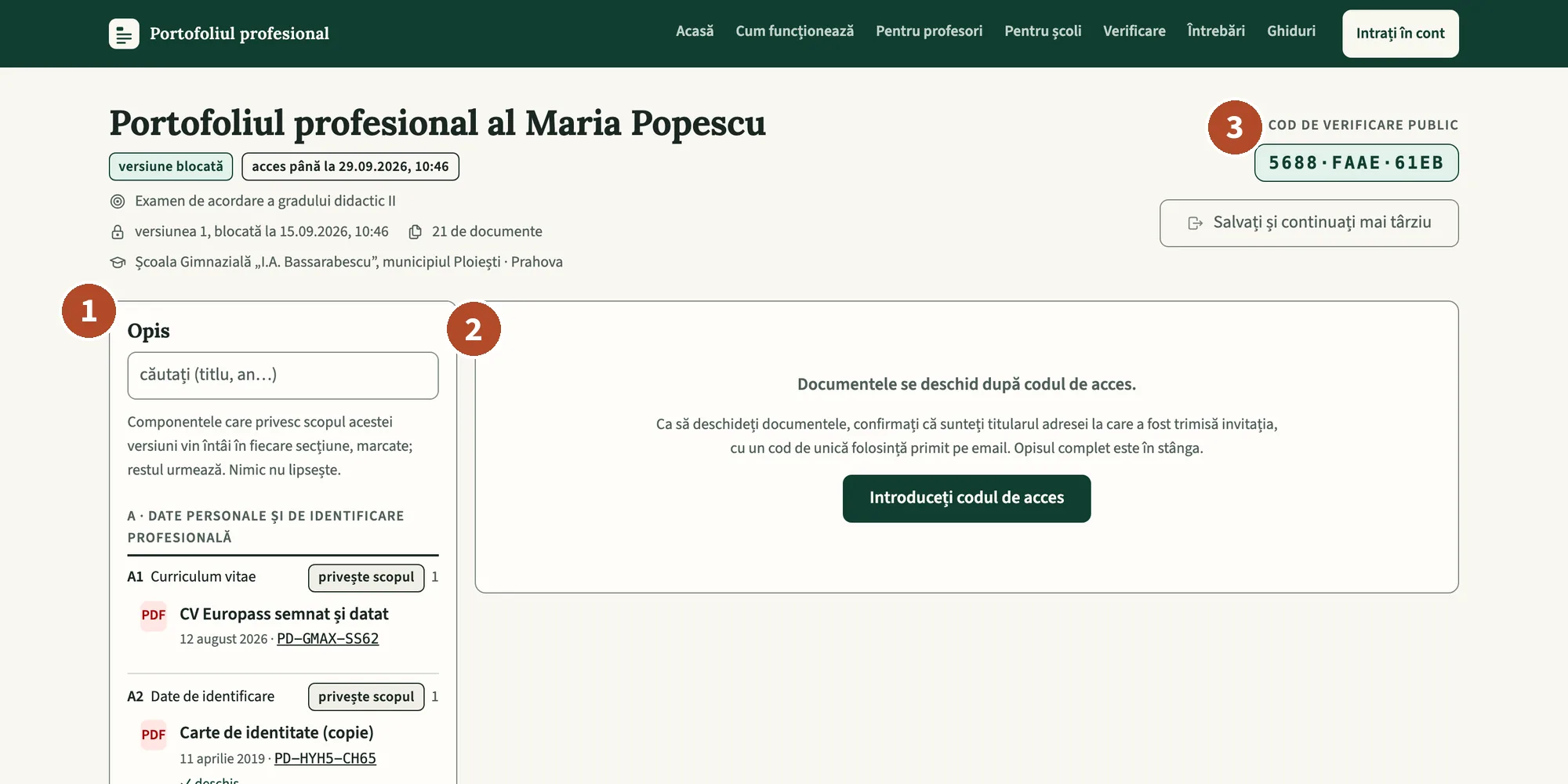 Ecranul de lucru înaintea codului de acces: opisul se citește, documentele nu.